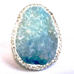 Sky blue drusy agate cocktail dinner ring