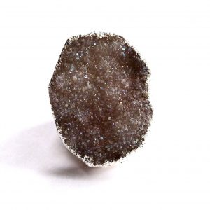 Flannel Grey Drusy Quartz cocktail Dinner ring for men