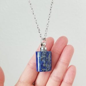 Lapis Lazuli Miniature Flask Pendant Necklace
