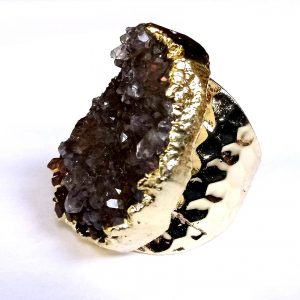 amethyst geode cocktail dinner ring