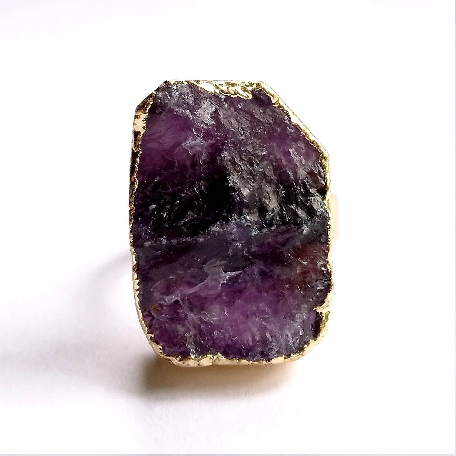Amethyst nugget cocktail dinner ring