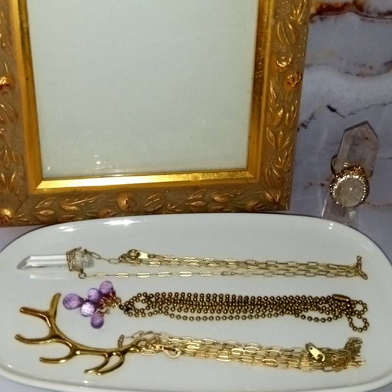 Women's gemstone and metal necklaces